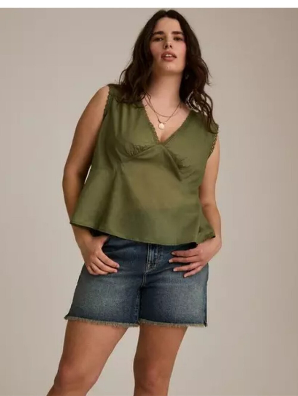 TORRID Festi Green Cotton Tie-Back Tank 3X NWT